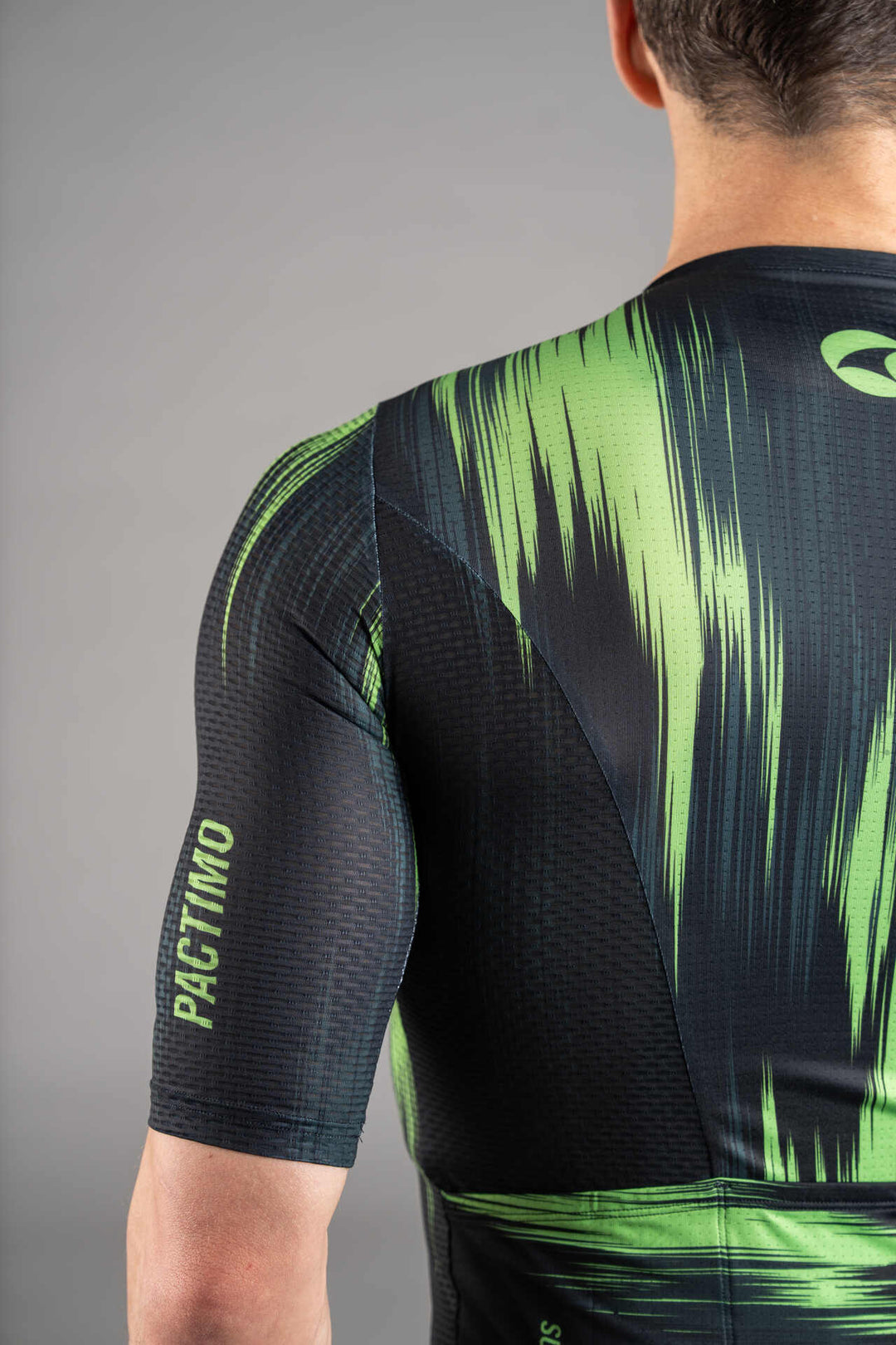 Men's Black and Green Summit Aero Mesh Cycling Jersey - Sleeve View
