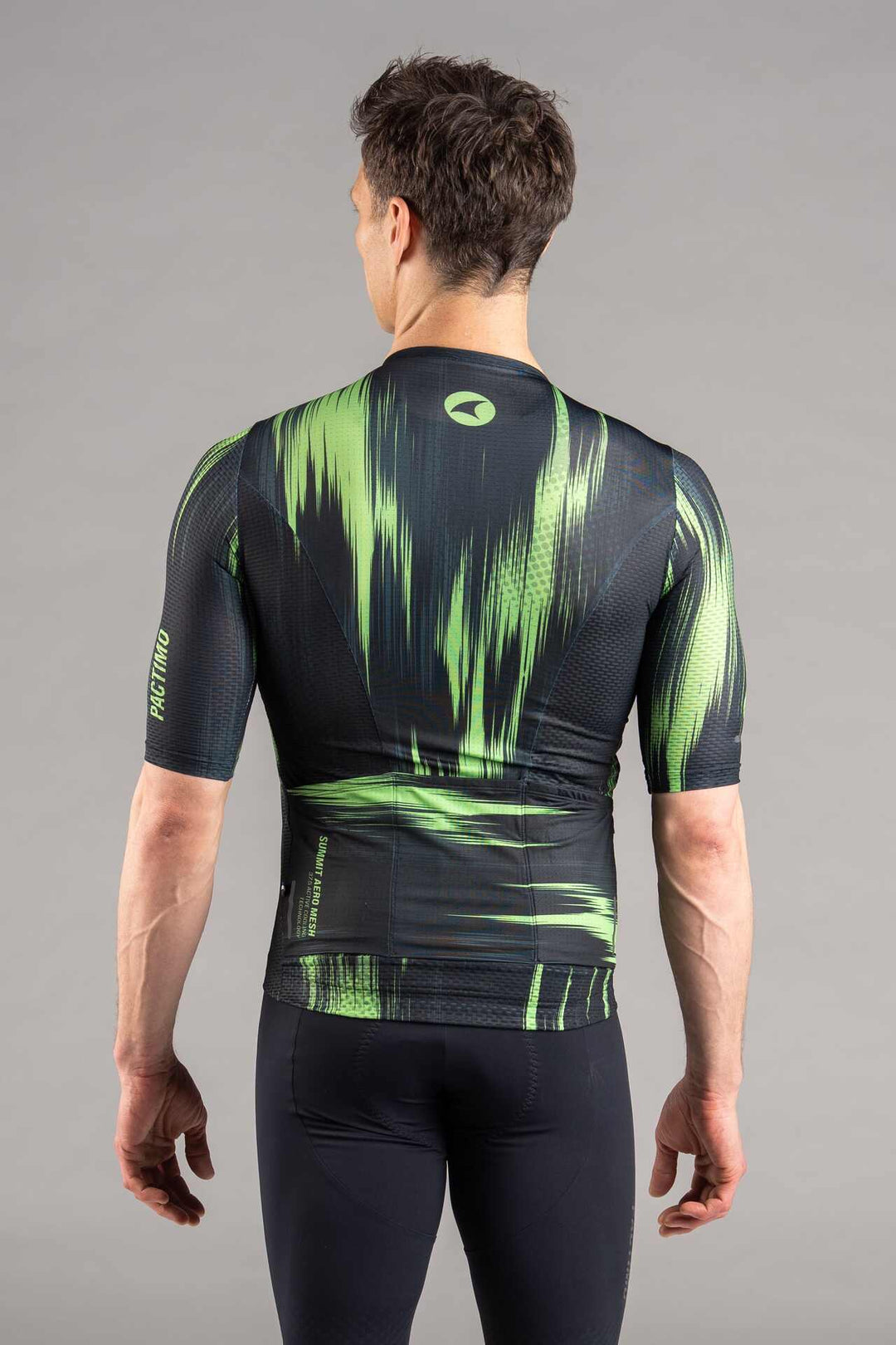 Men's Black and Green Summit Aero Mesh Cycling Jersey - Back View