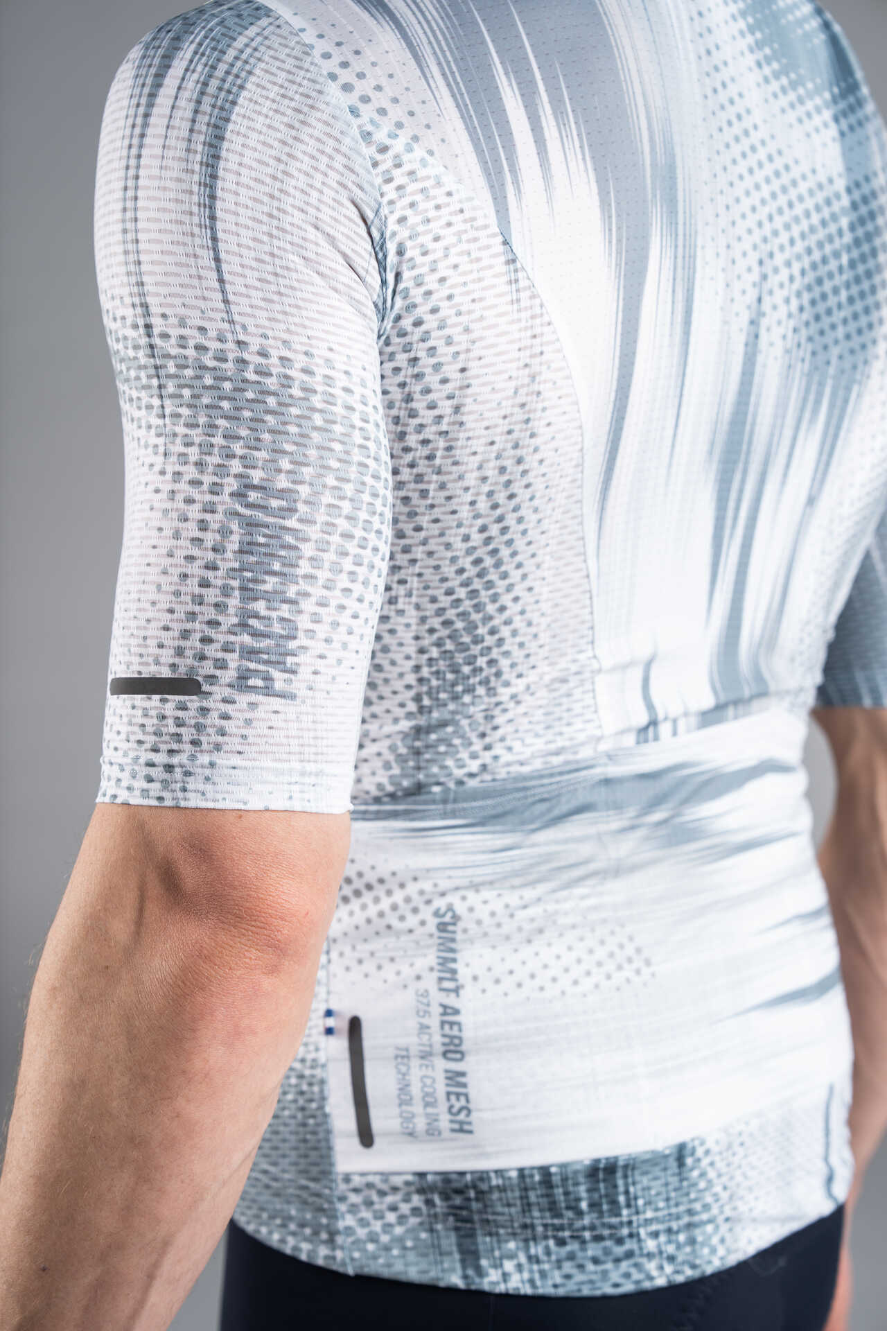 Men's White and Grey Summit Aero Mesh Cycling Jersey - Sleeve