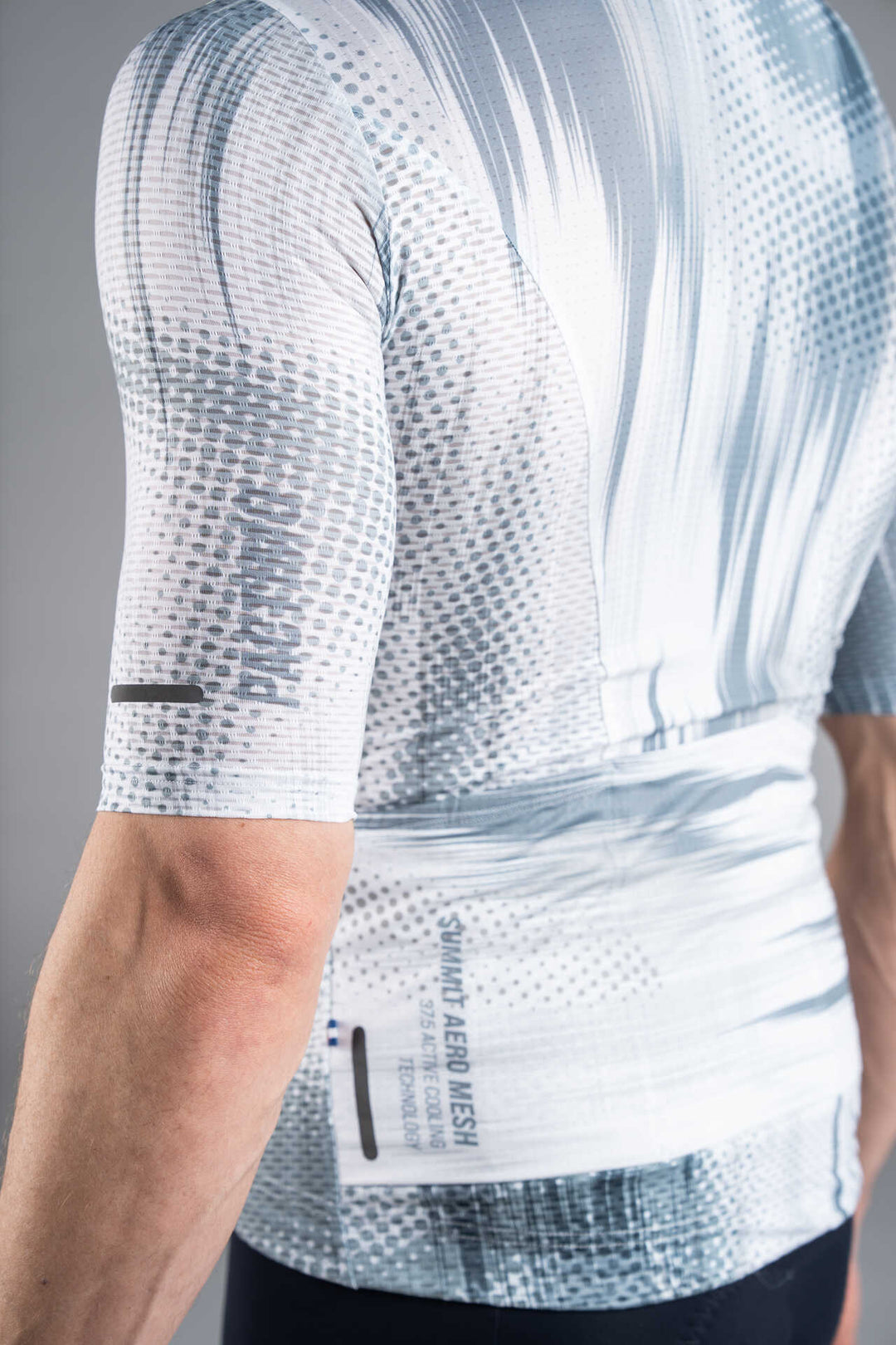 Men's White and Grey Summit Aero Mesh Cycling Jersey - Sleeve