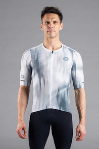 Men's White and Grey Summit Aero Mesh Cycling Jersey - Front View
