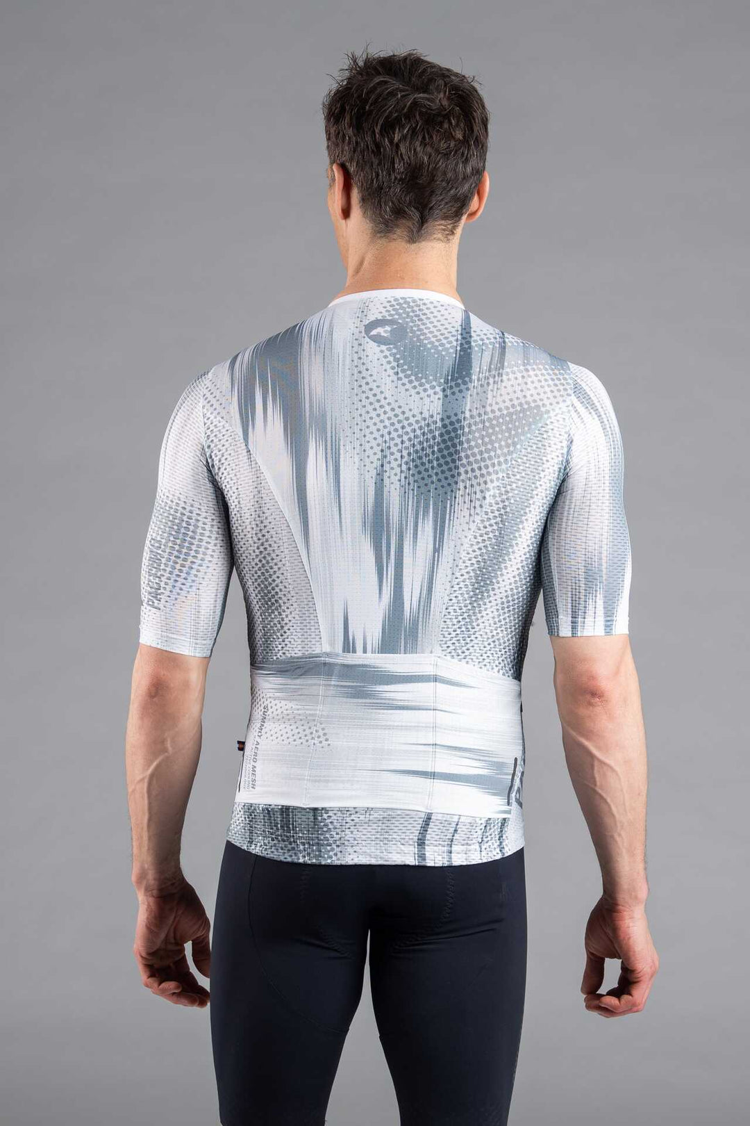 Men's White and Grey Summit Aero Mesh Cycling Jersey - Back View