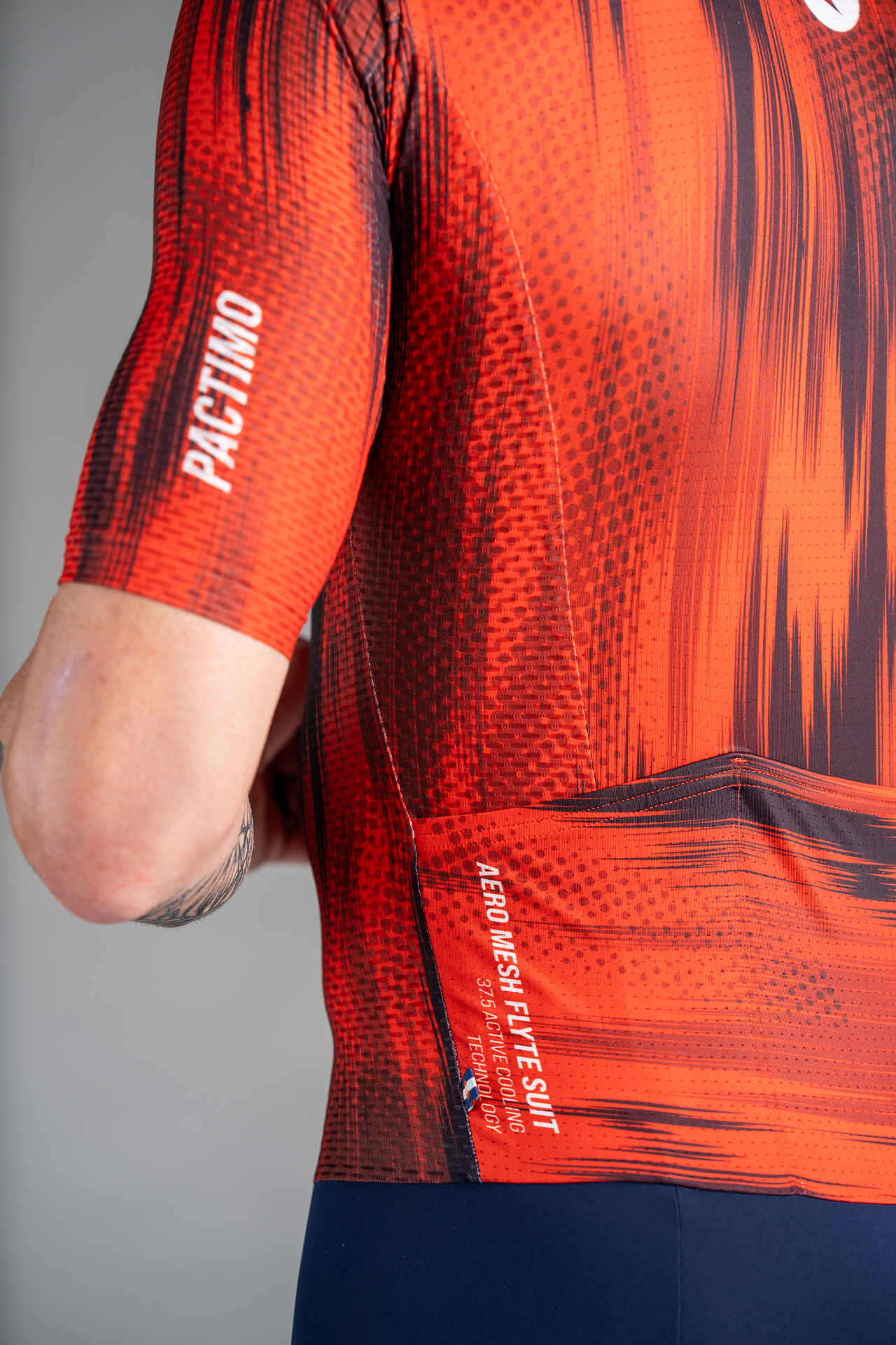 Men's Red and Navy Mesh Cycling Suit - Mesh Sleeve