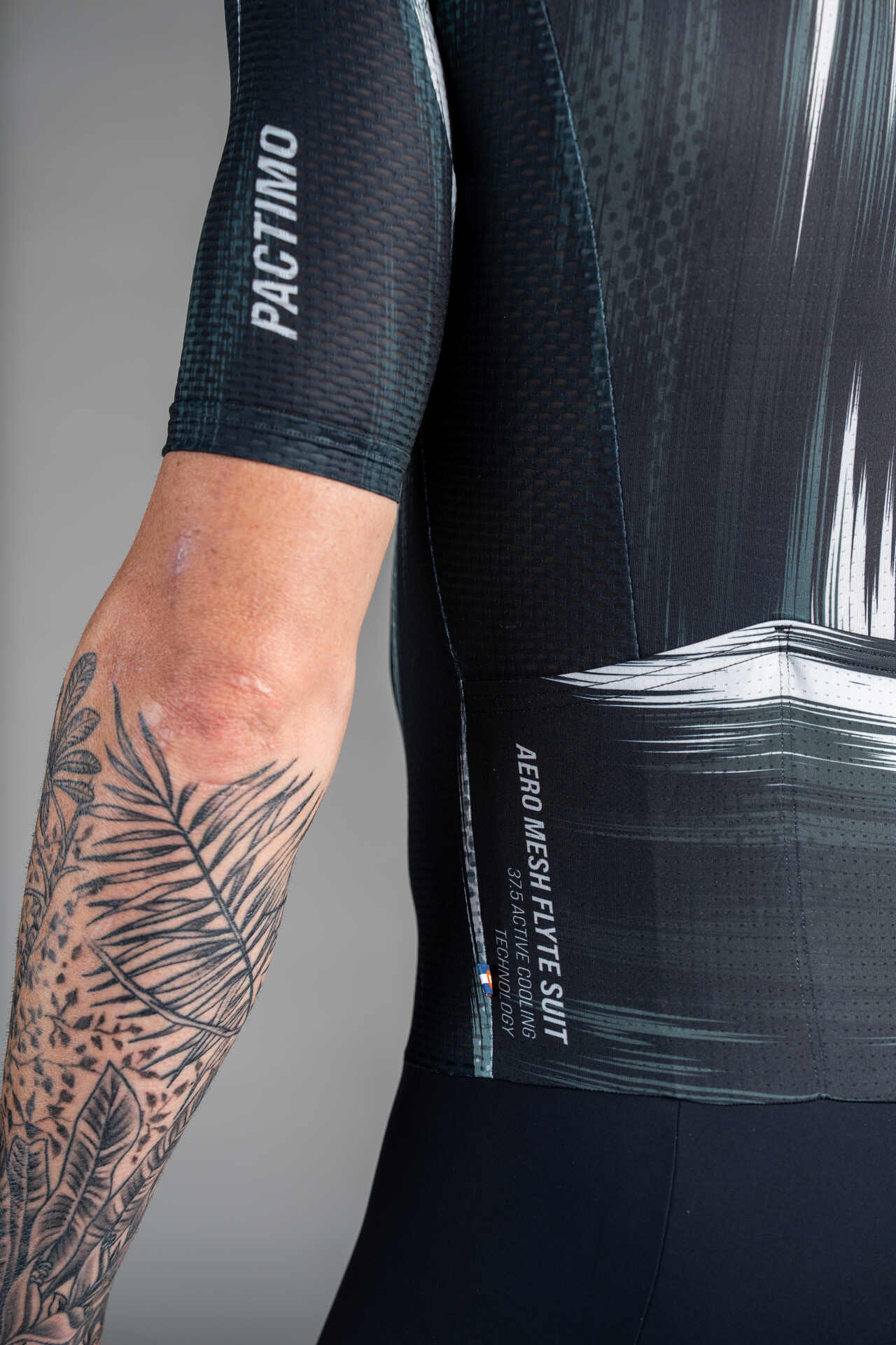 Men's Black and White Mesh Cycling Suit - Euro Sleeve
