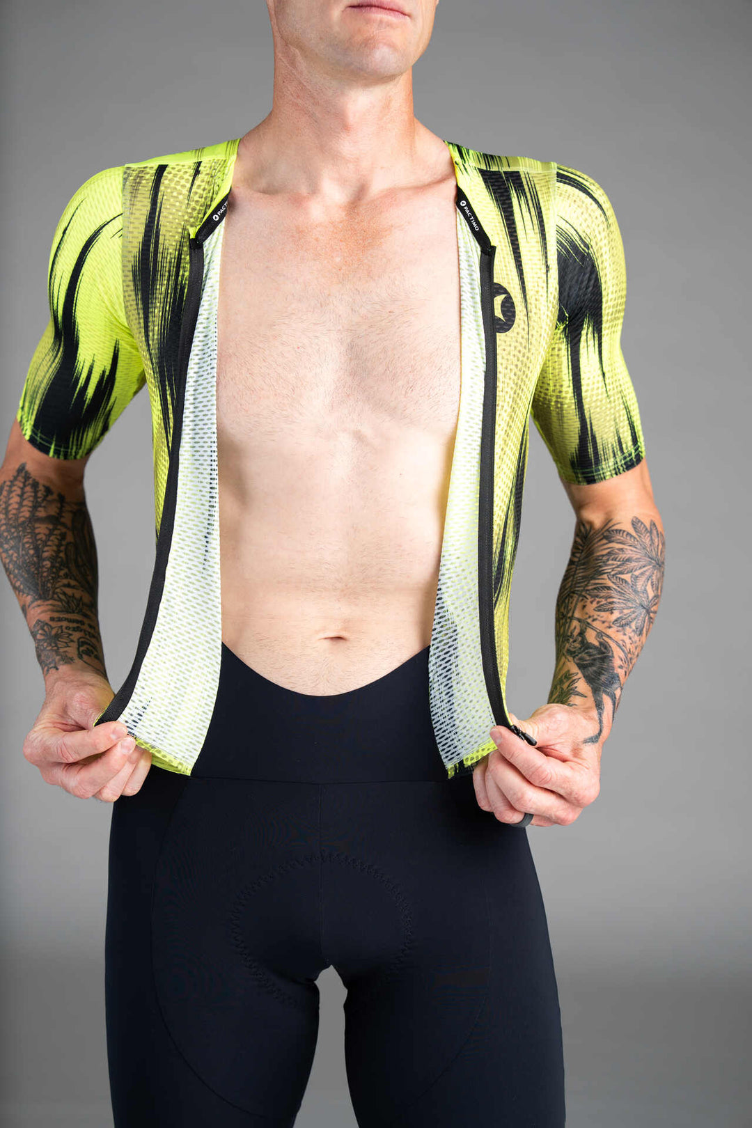 Men's Manic and Black Mesh Cycling Suit - Front Zipper