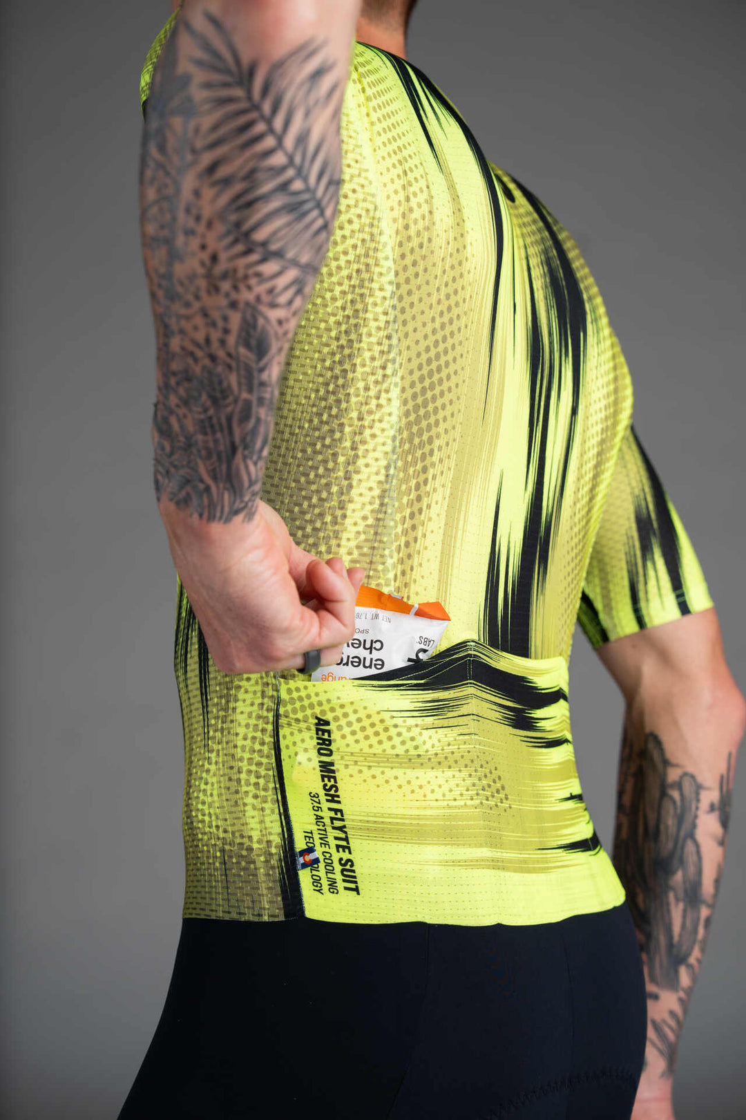 Men's Manic and Black Mesh Cycling Suit - Back Pockets
