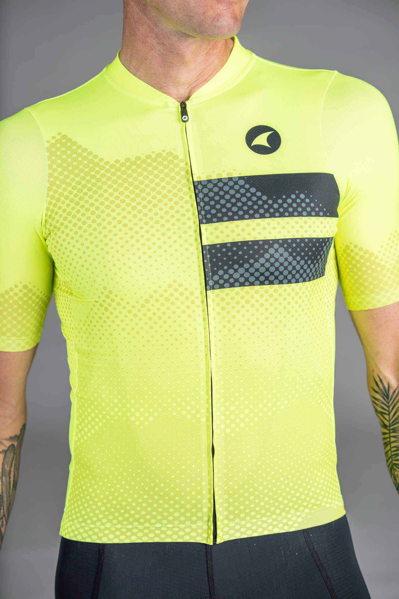 Men's High-Viz Yellow Ascent Aero Cycling Jersey - Front Close-Up