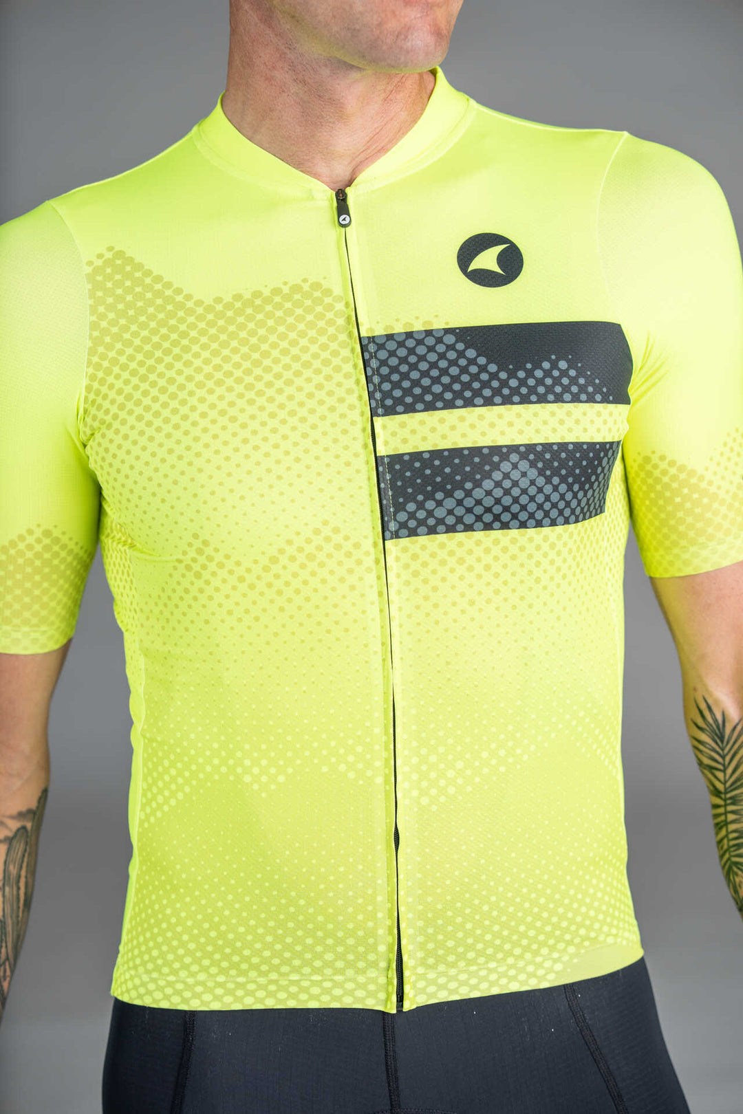 Men's High-Viz Yellow Ascent Aero Cycling Jersey - Front Close-Up