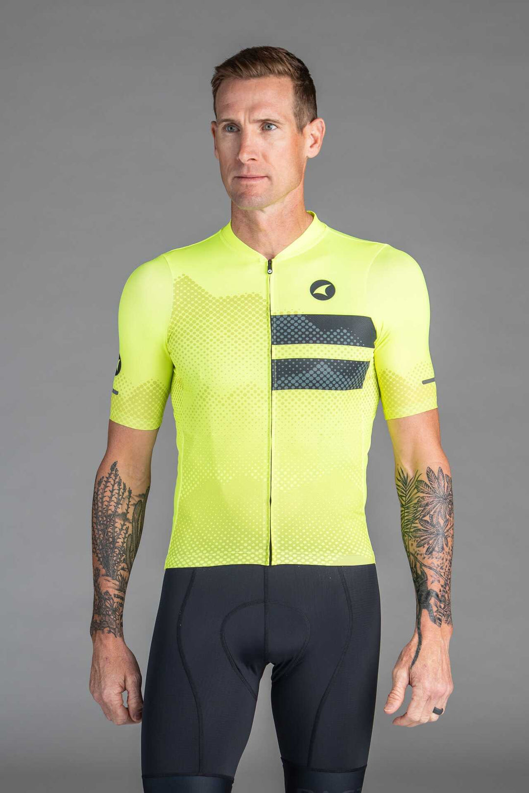 Men's High-Viz Yellow Ascent Aero Cycling Jersey - Front View