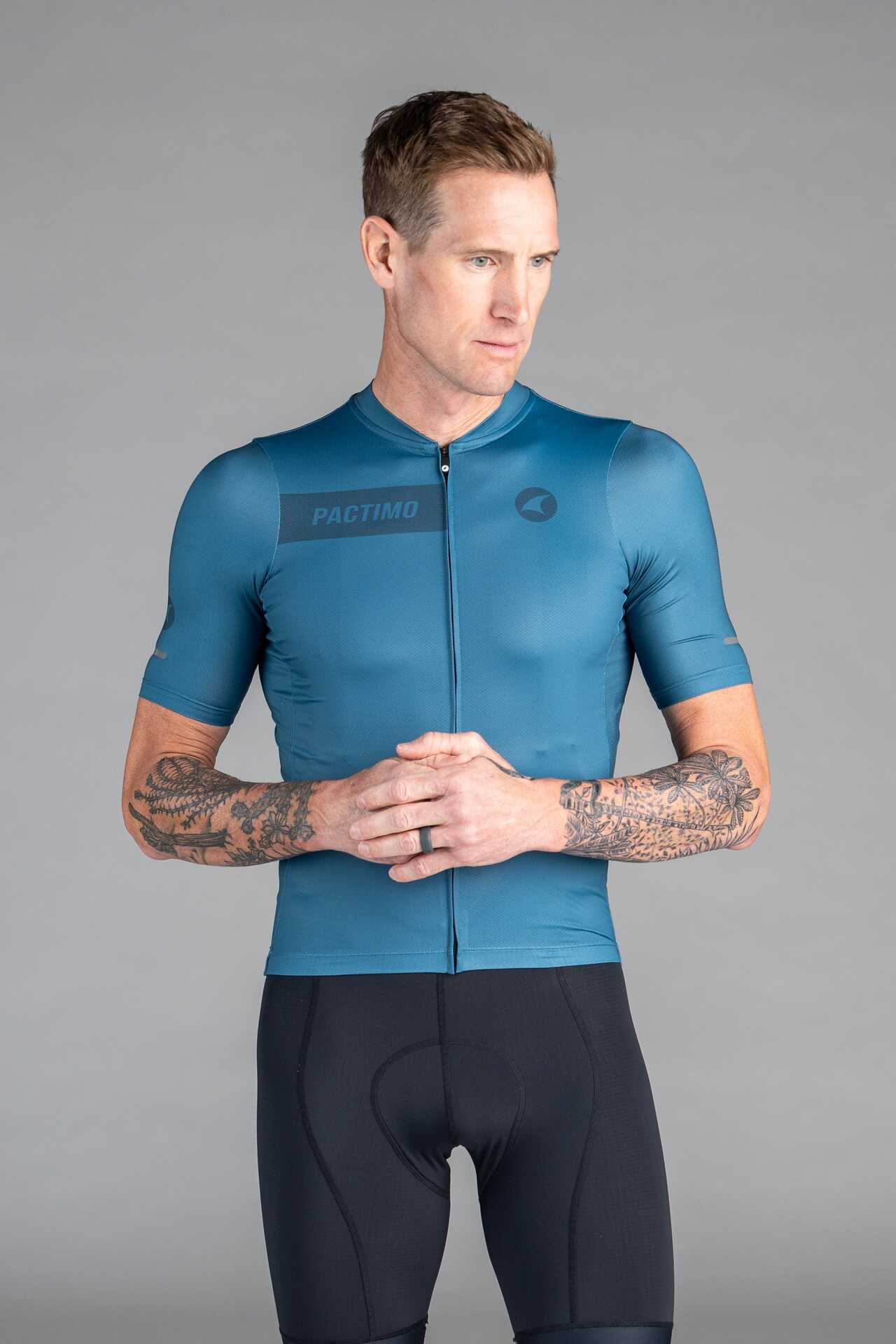 Men's Teal Ascent Aero Cycling Jersey - Front View
