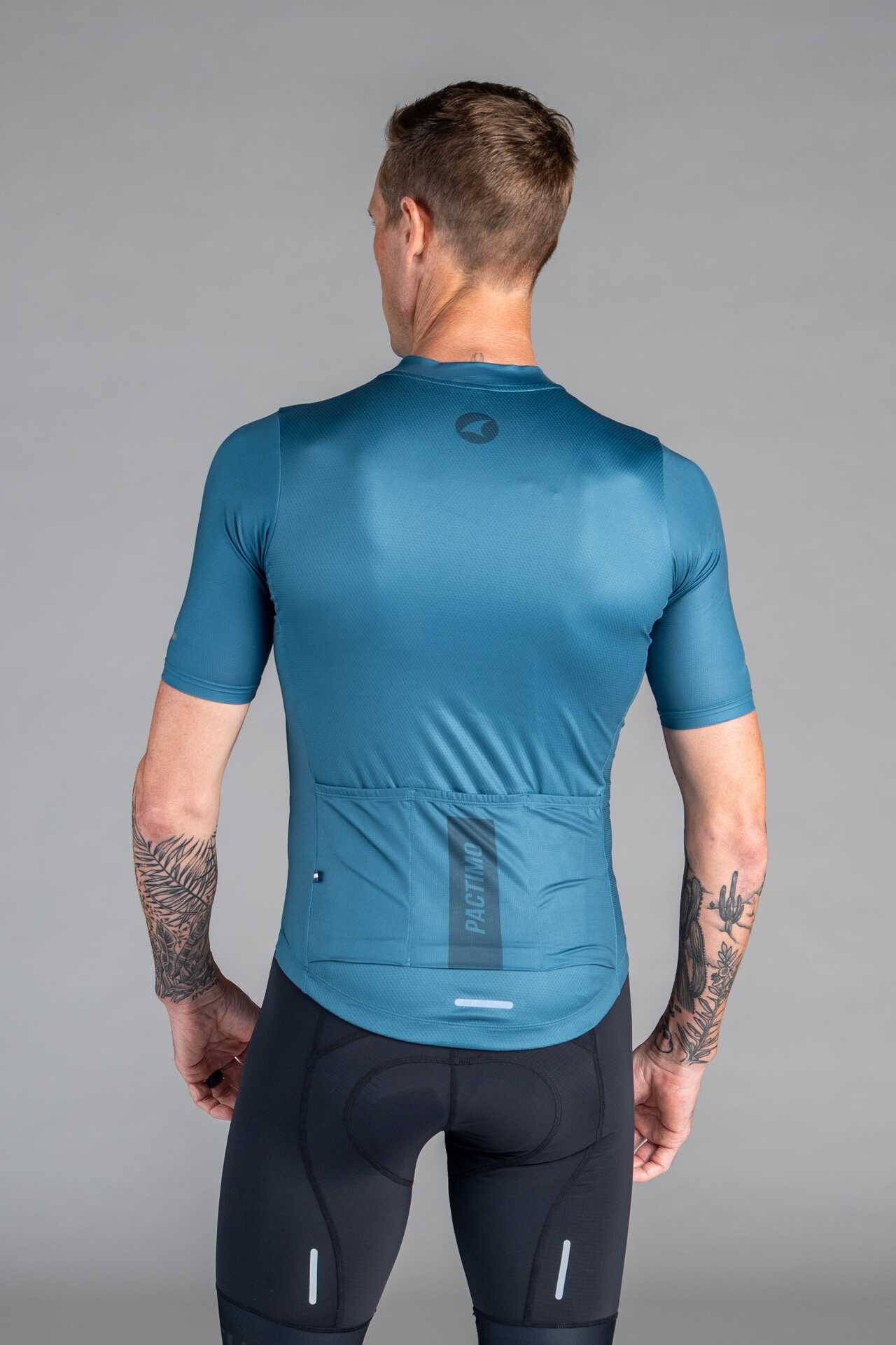 Men's Teal Ascent Aero Cycling Jersey - Back View
