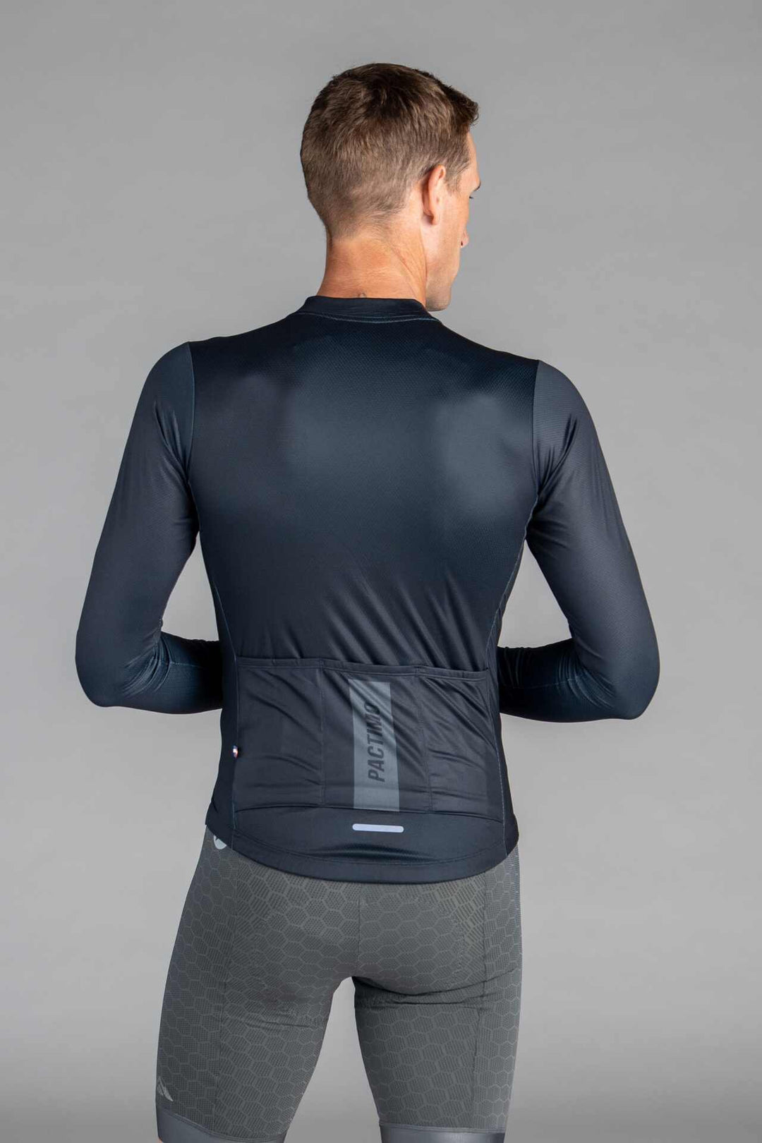 Men's Black Ascent Aero Long Sleeve Cycling Jersey - Back View