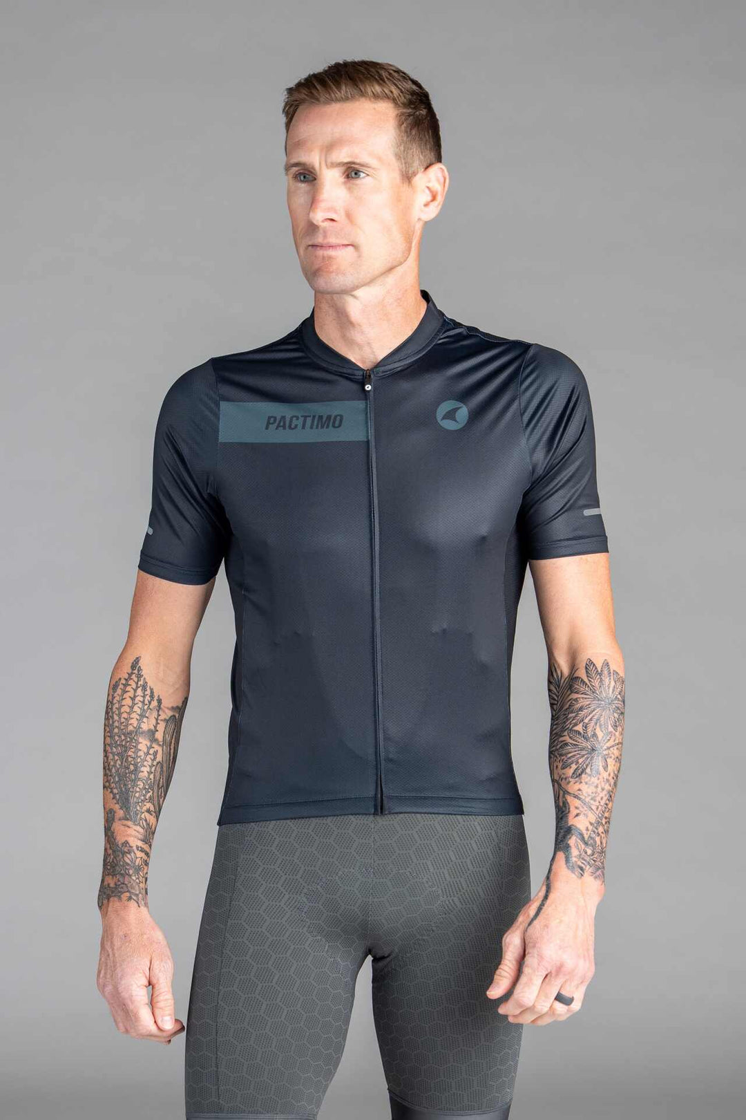 Men's Black Ascent Cycling Jersey - Front View