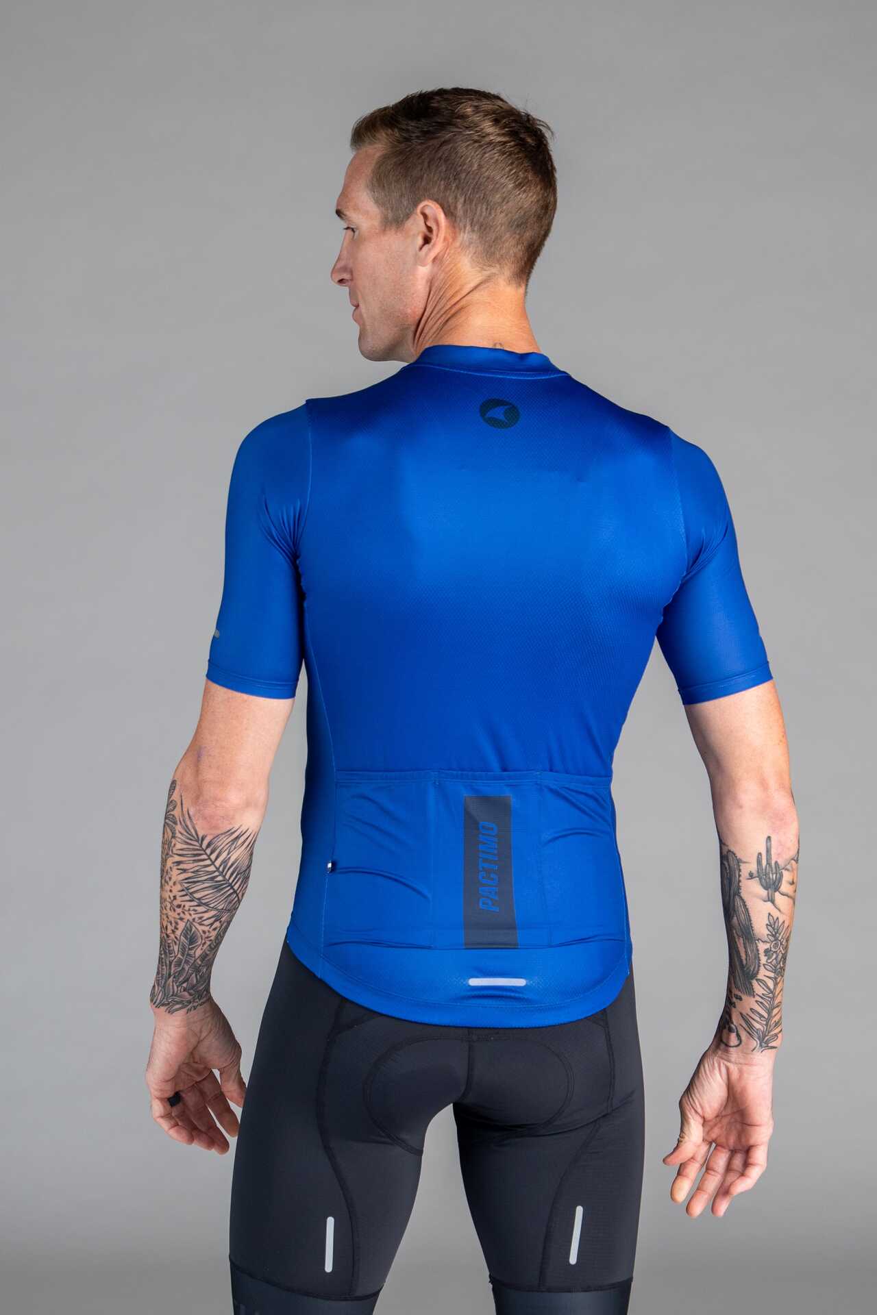 Men's Blue Ascent Aero Cycling Jersey - Back View