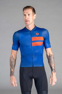 Men's Blue Ascent Aero Cycling Jersey - Front View
