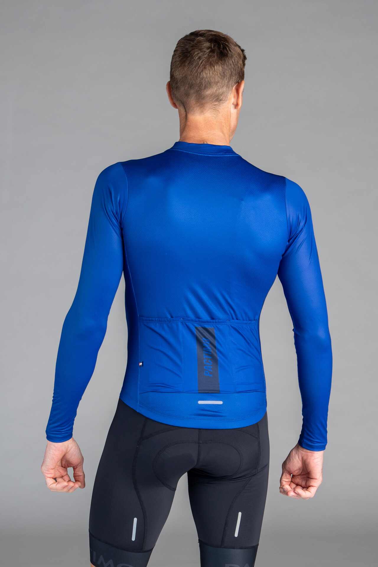 Men's Blue Ascent Aero Long Sleeve Cycling Jersey - Back View
