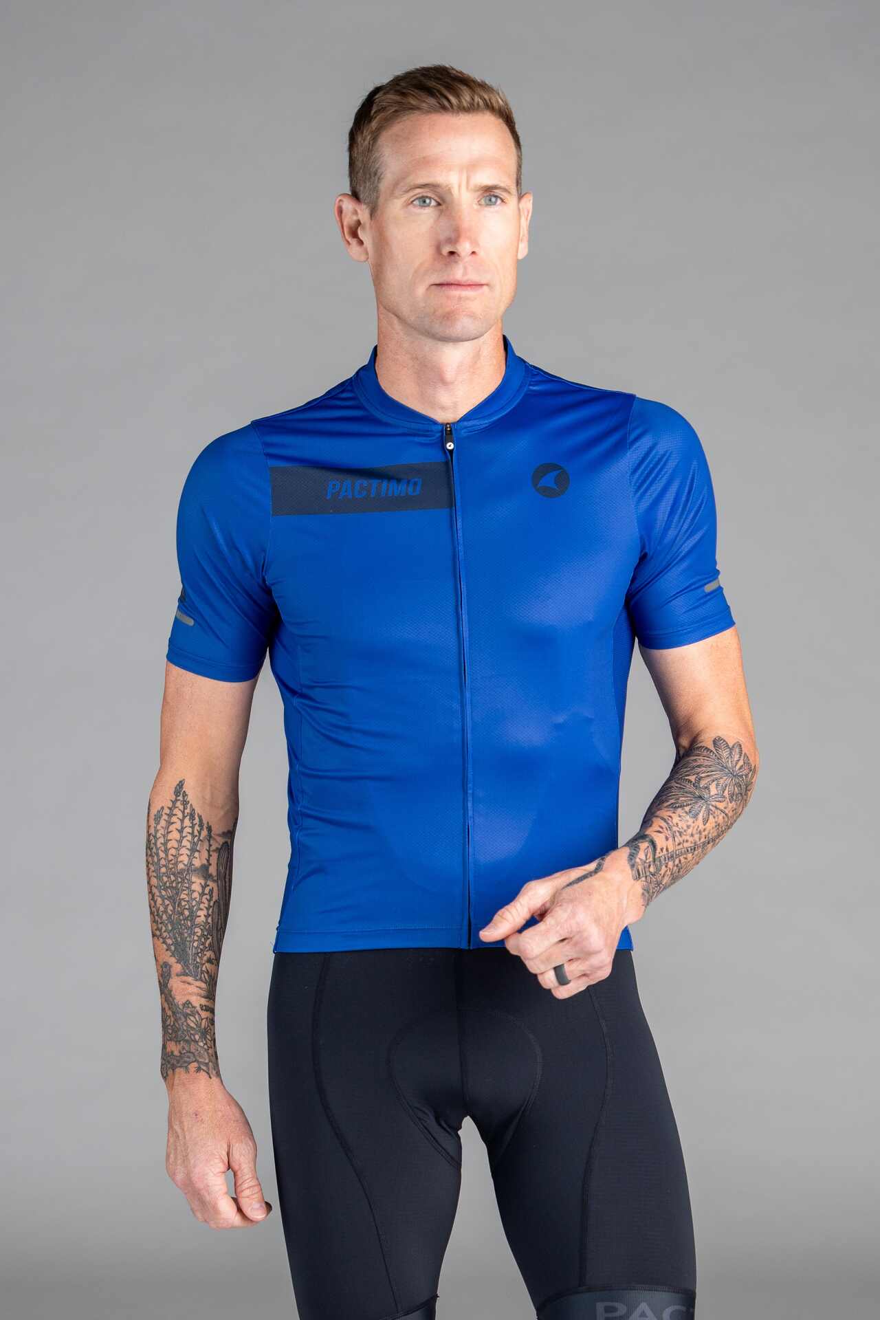 Men's Blue Ascent Cycling Jersey - Front View