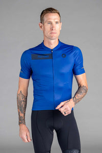 Men's Blue Ascent Cycling Jersey - Front View