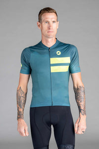 Men's Teal Ascent Cycling Jersey - Front View