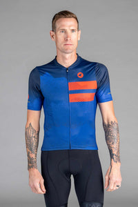 Men's Blue and Red Ascent Cycling Jersey - Front View
