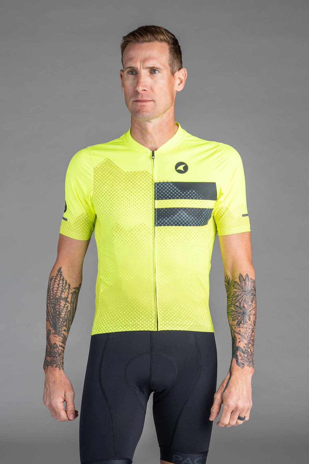 Men's High-Viz Yellow Ascent Cycling Jersey - Front View