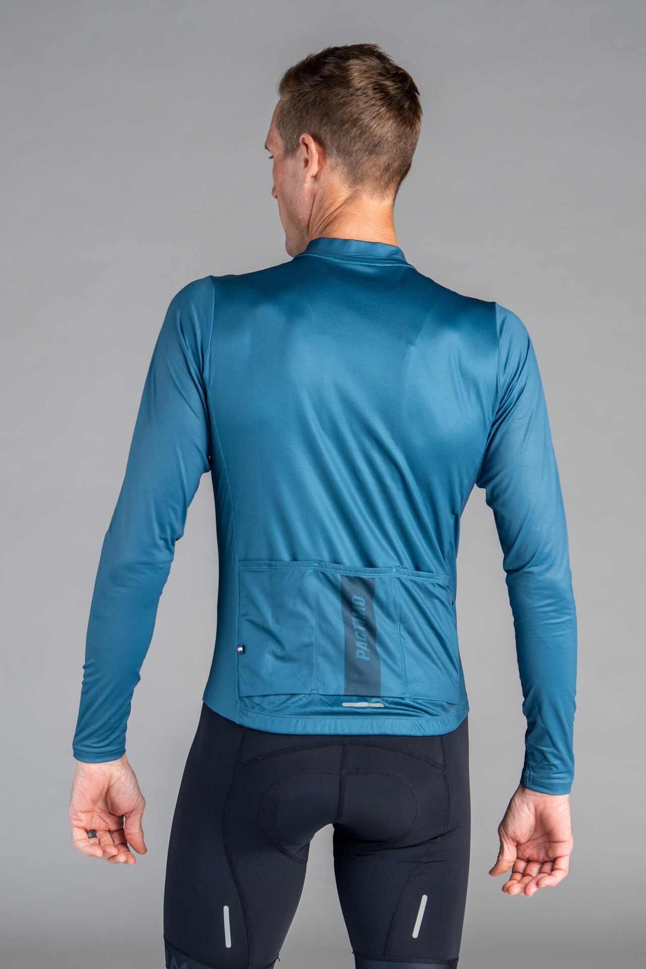 Men's Teal Ascent Long-Sleeve Cycling Jersey - Back View