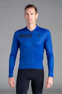 Men's Blue Ascent Long-Sleeve Cycling Jersey - Front View