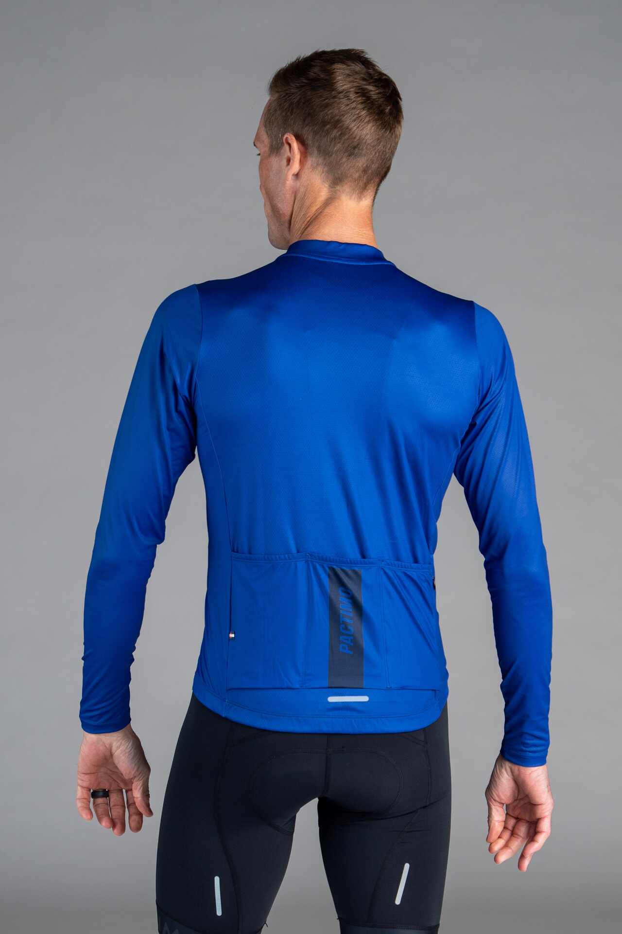 Men's Blue Ascent Long-Sleeve Cycling Jersey - Back View