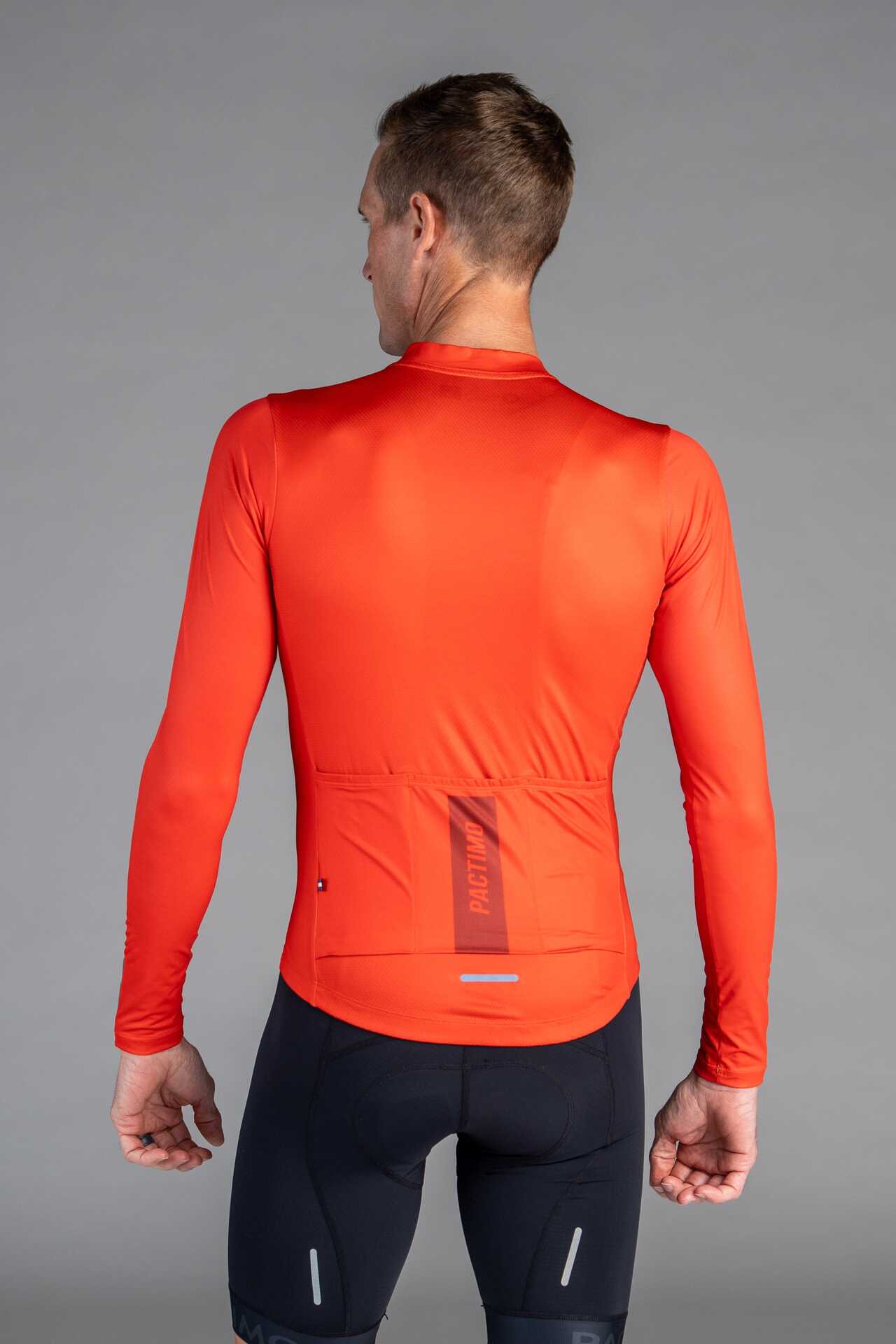 Men's Red Ascent Aero Long Sleeve Cycling Jersey - Back View