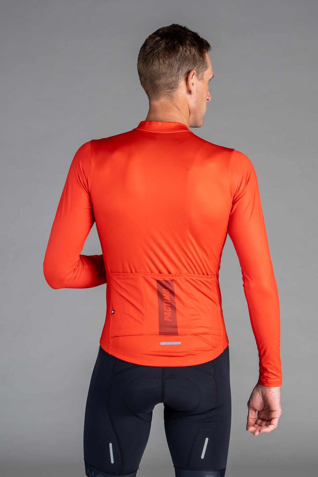 Men's Red Ascent Long-Sleeve Cycling Jersey - Back View