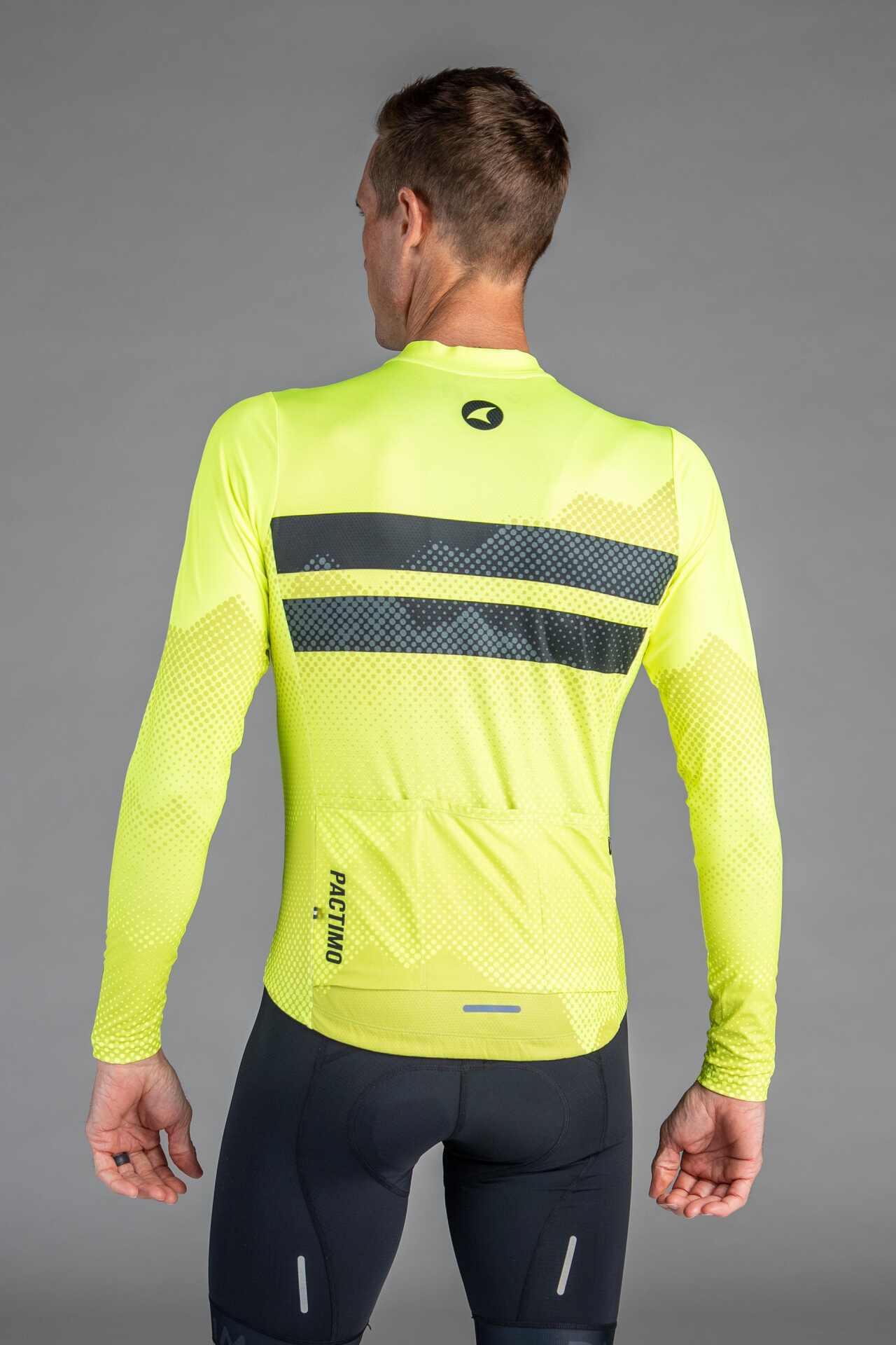 Men's High-Viz Yellow Ascent Long-Sleeve Cycling Jersey - Back View