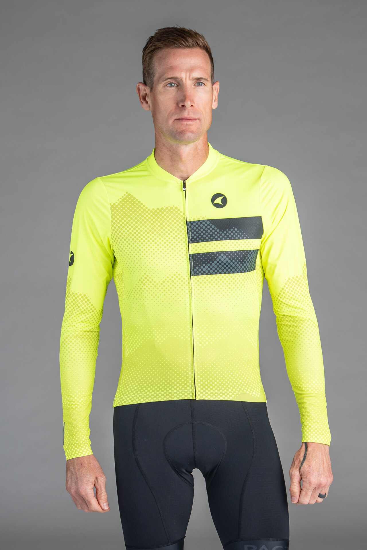 Men's High-Viz Yellow Ascent Long-Sleeve Cycling Jersey - Front View