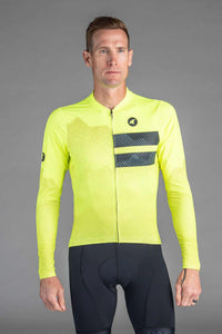 Men's High-Viz Yellow Ascent Long-Sleeve Cycling Jersey - Front View