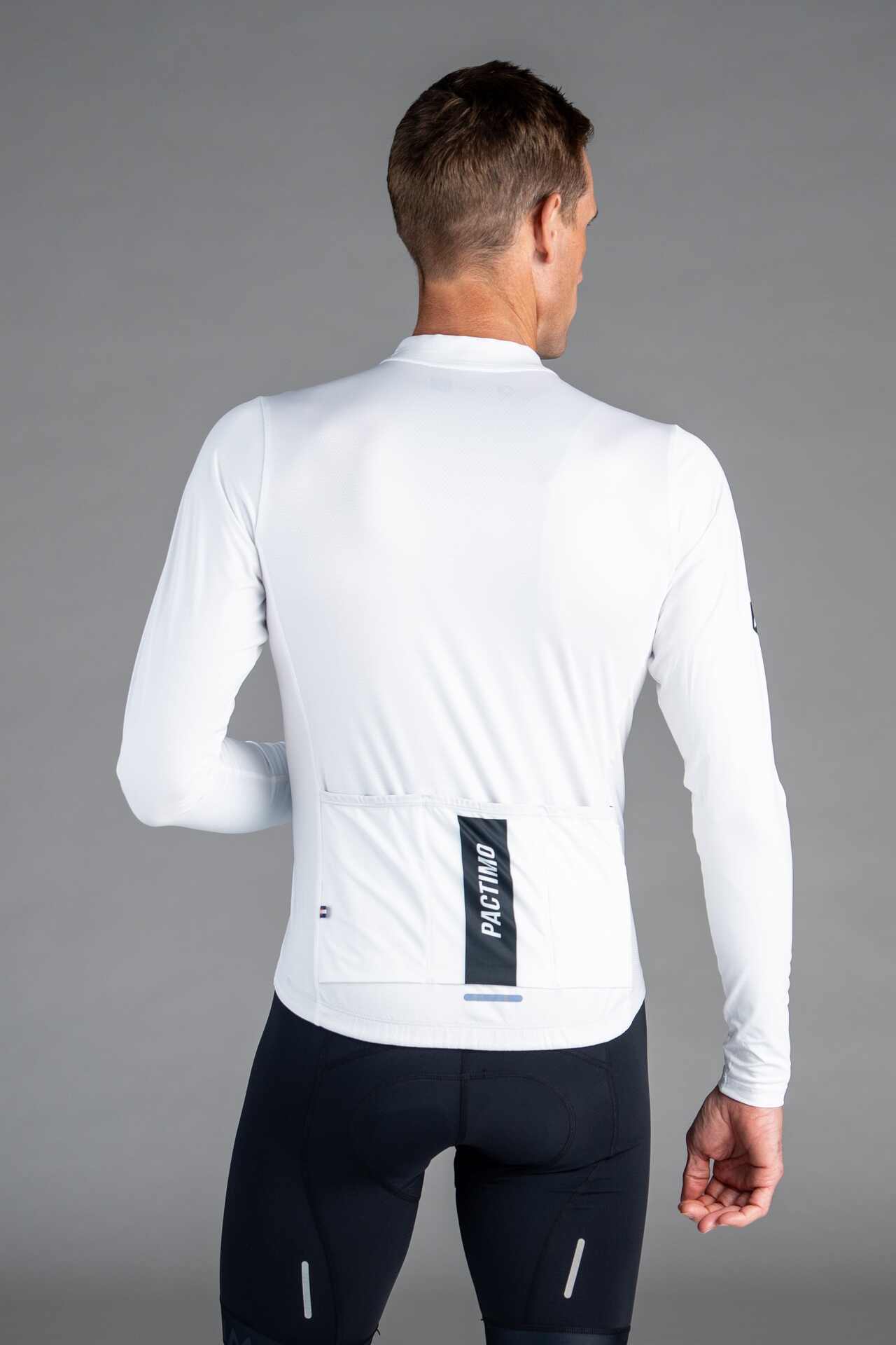 Men's White Ascent Long-Sleeve Cycling Jersey - Back View