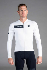 Men's White Ascent Long-Sleeve Cycling Jersey - Front View