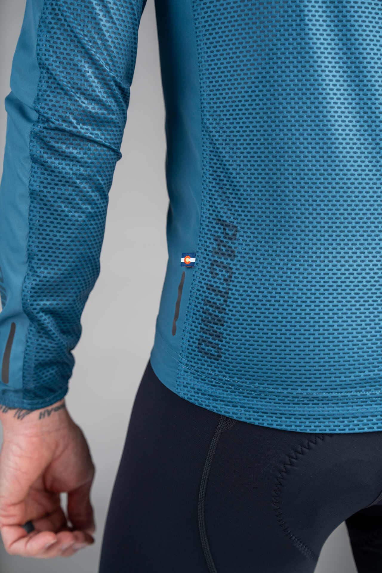 Men's Dark Teal Packable Cycling Wind Jacket - Mesh Fabric