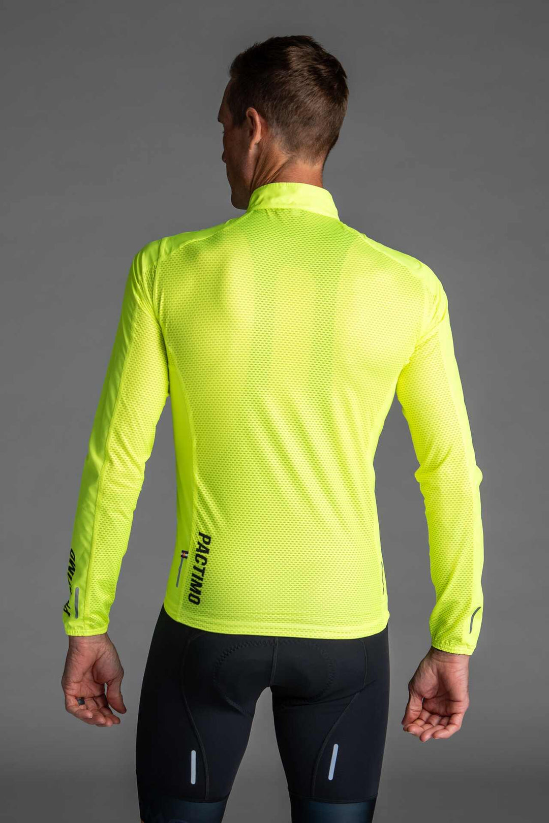 Men's High-Viz Yellow Packable Cycling Wind Jacket - Back View