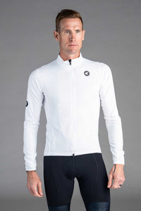 Men's White Packable Cycling Wind Jacket - Front View