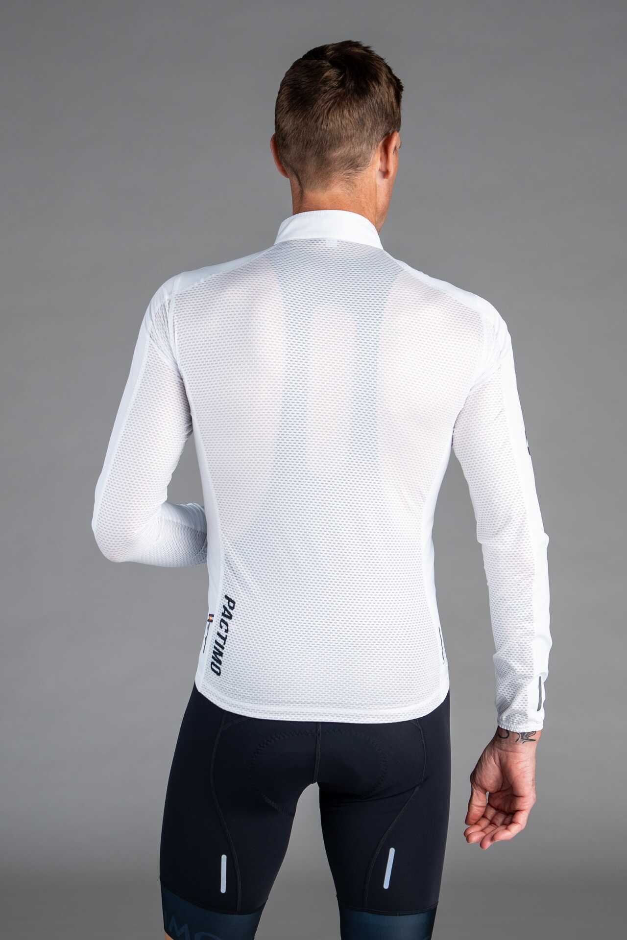 Men's White Packable Cycling Wind Jacket - Back View