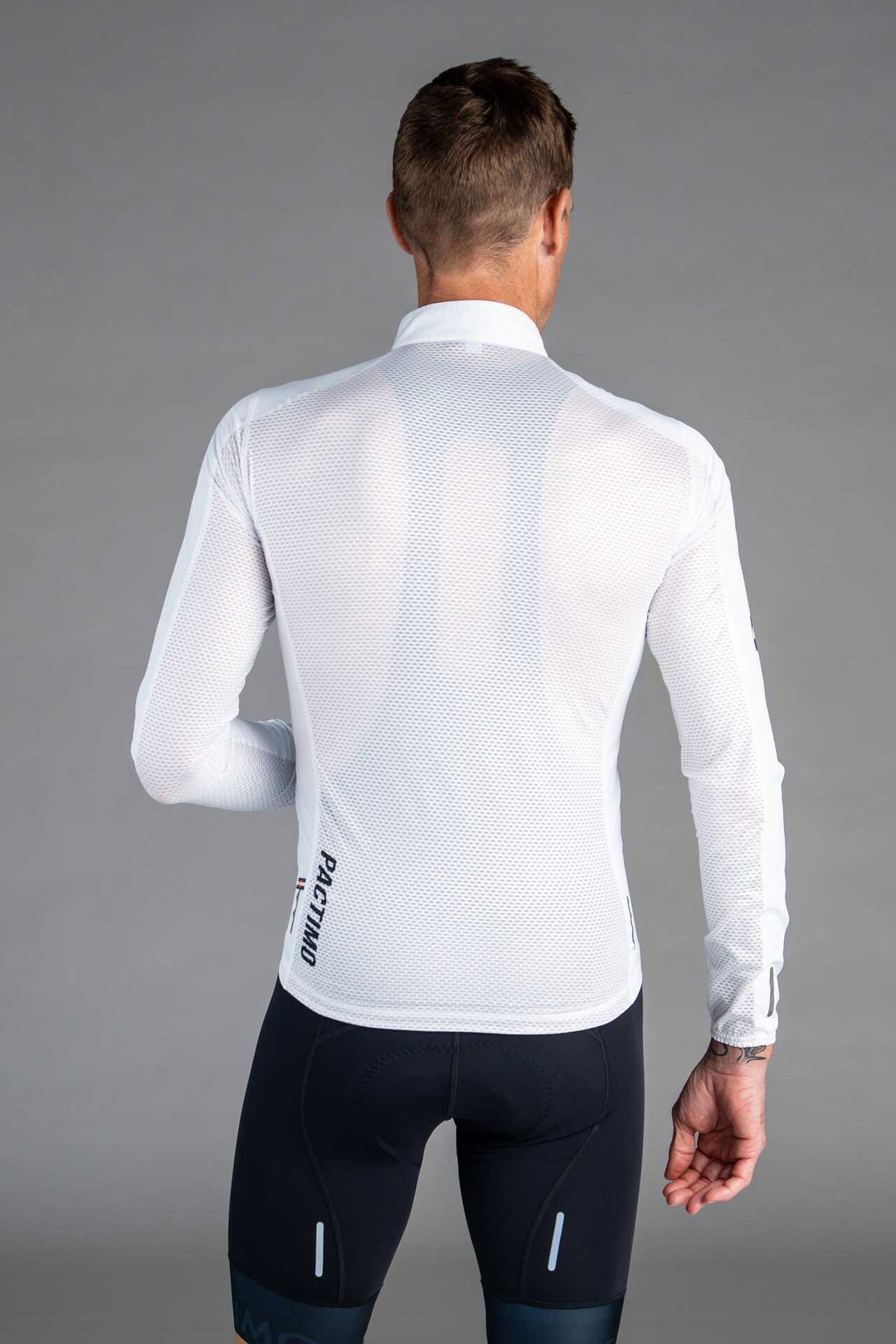 Men's White Packable Cycling Wind Jacket - Back View