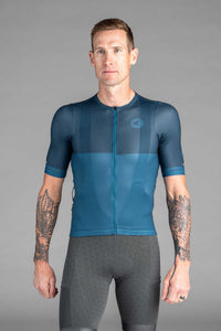 Men's Dark Blue Range Aero Cargo Mesh Cycling Jersey - Front View