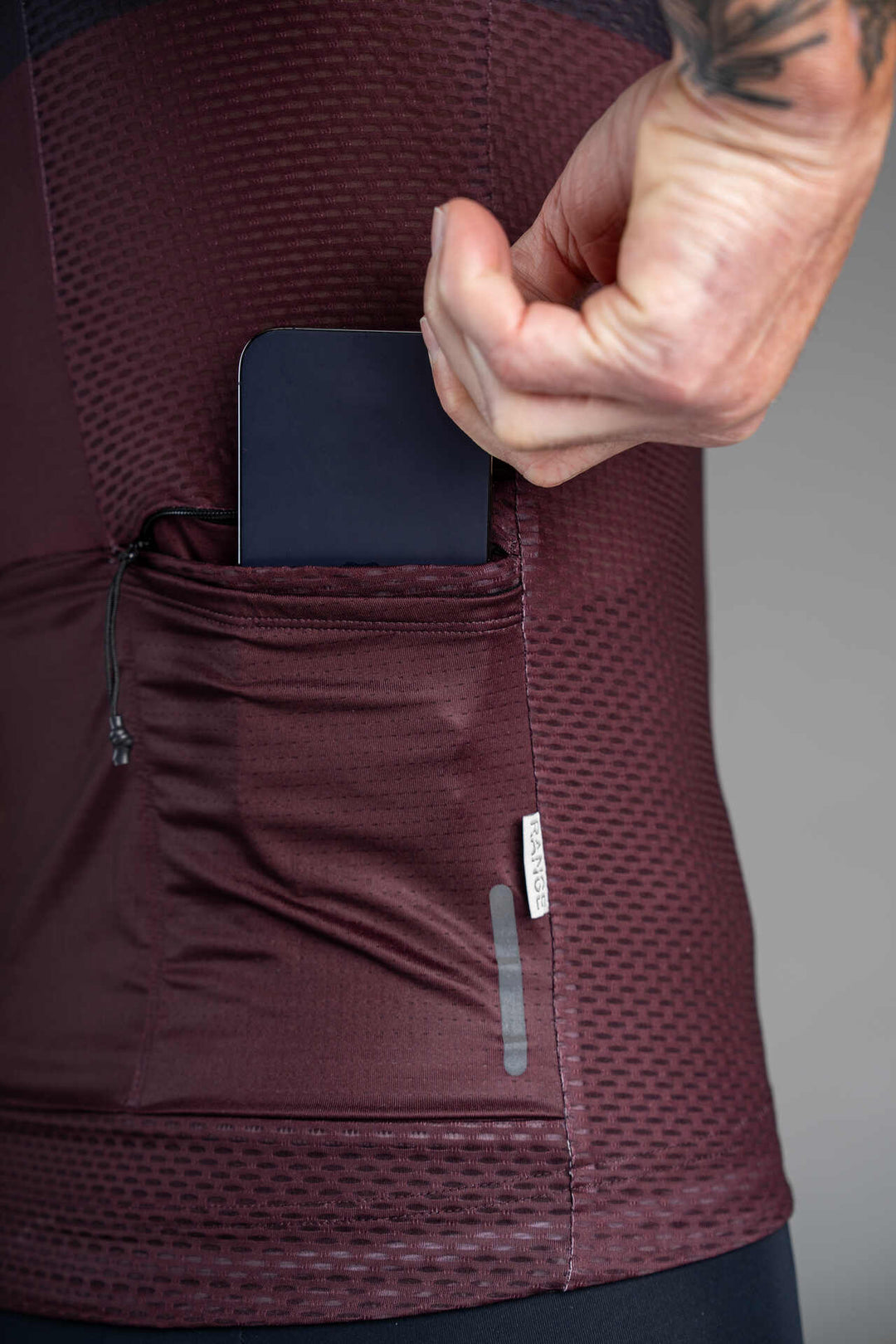 Men's Maroon Range Aero Cargo Mesh Cycling Jersey - Zippered Back Pocket