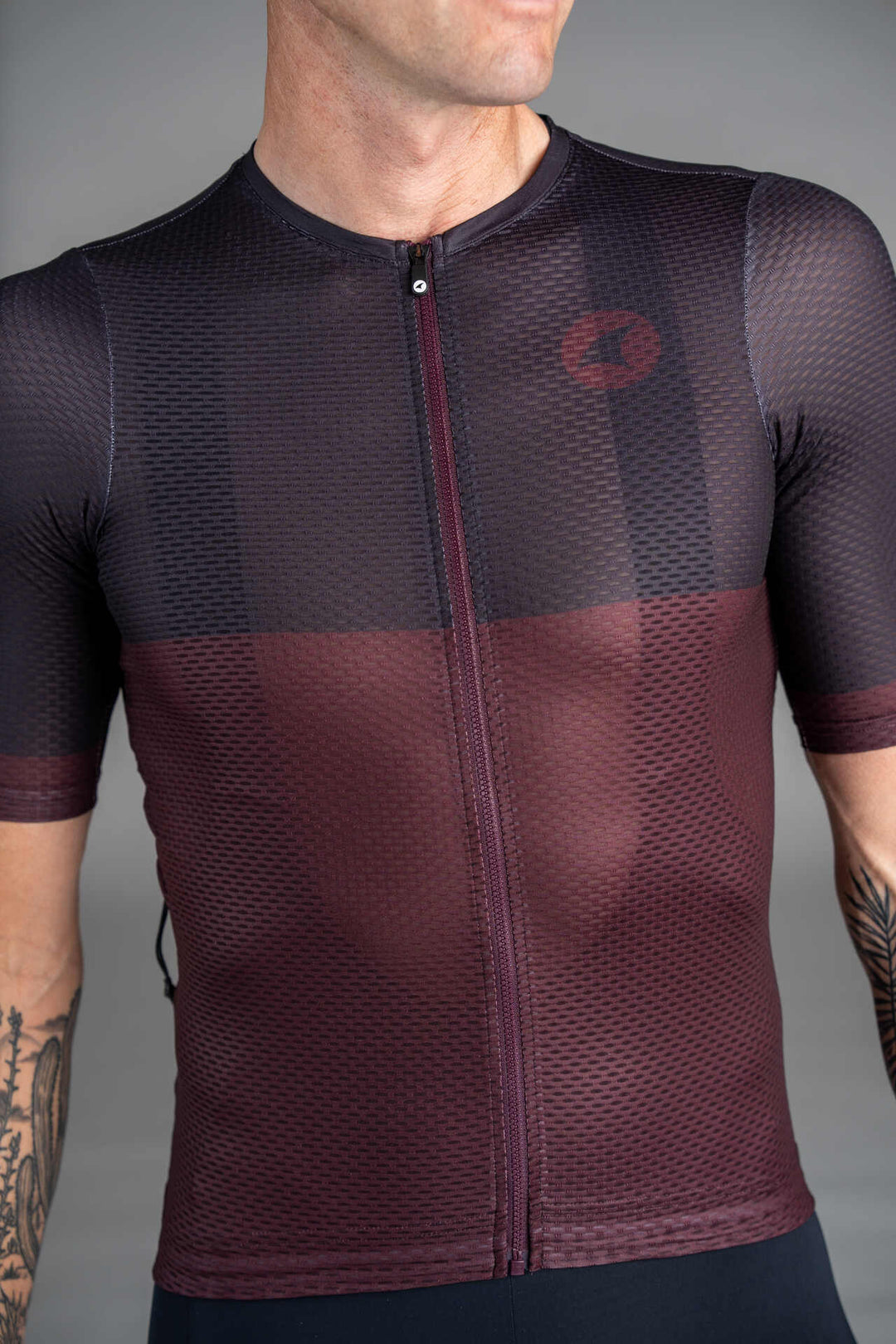 Men's Maroon Range Aero Cargo Mesh Cycling Jersey - Zipper
