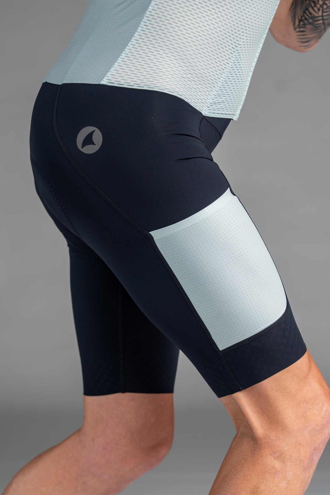 Men's Sage Green Mesh Cargo Cycling Skinsuit - Right Thigh Pocket