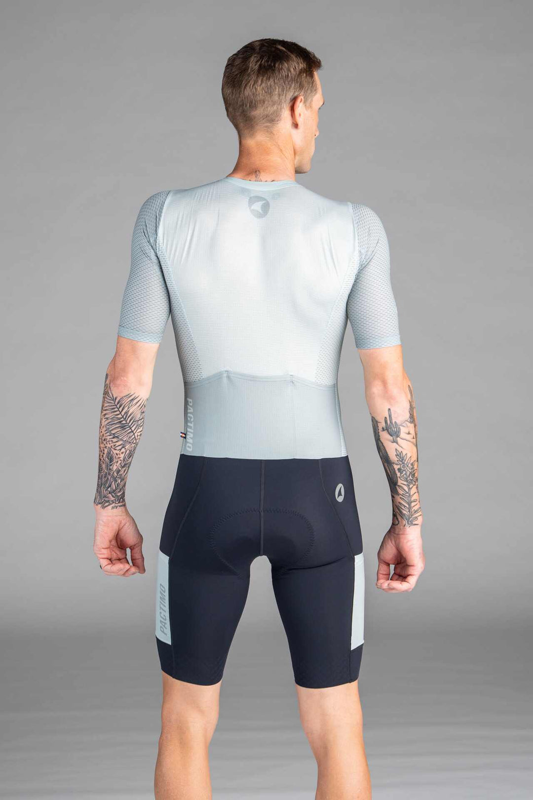 Men's Sage Green Mesh Cargo Cycling Skinsuit - Back View