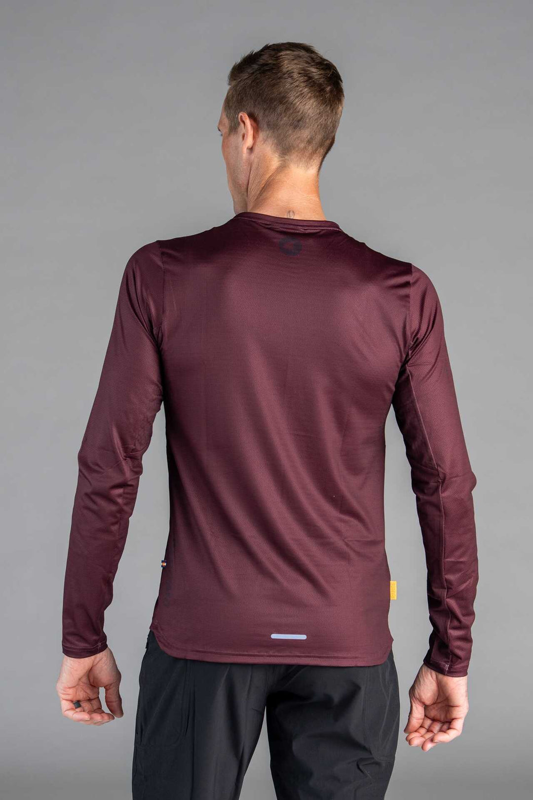 Men's Burgundy Long Sleeve MTB Tee - Back View