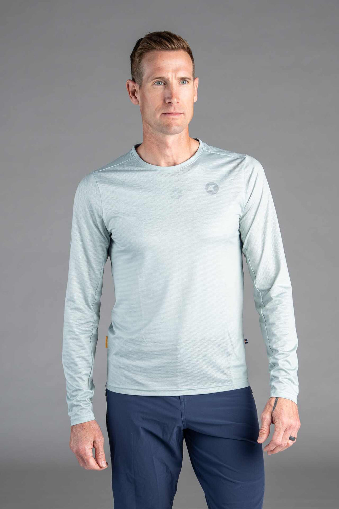 Men's Light Sage Green Long Sleeve MTB Tee - Front View