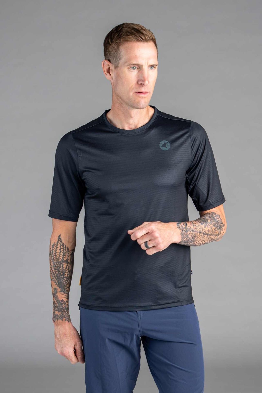 Men's Black Mountain Bike Tee - Front View