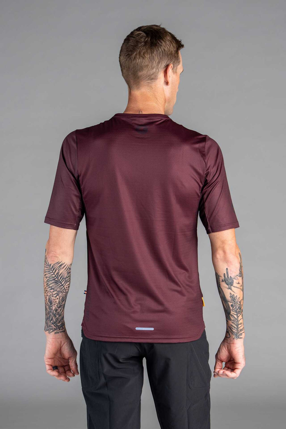 Men's Burgundy Mountain Bike Tee - Back View
