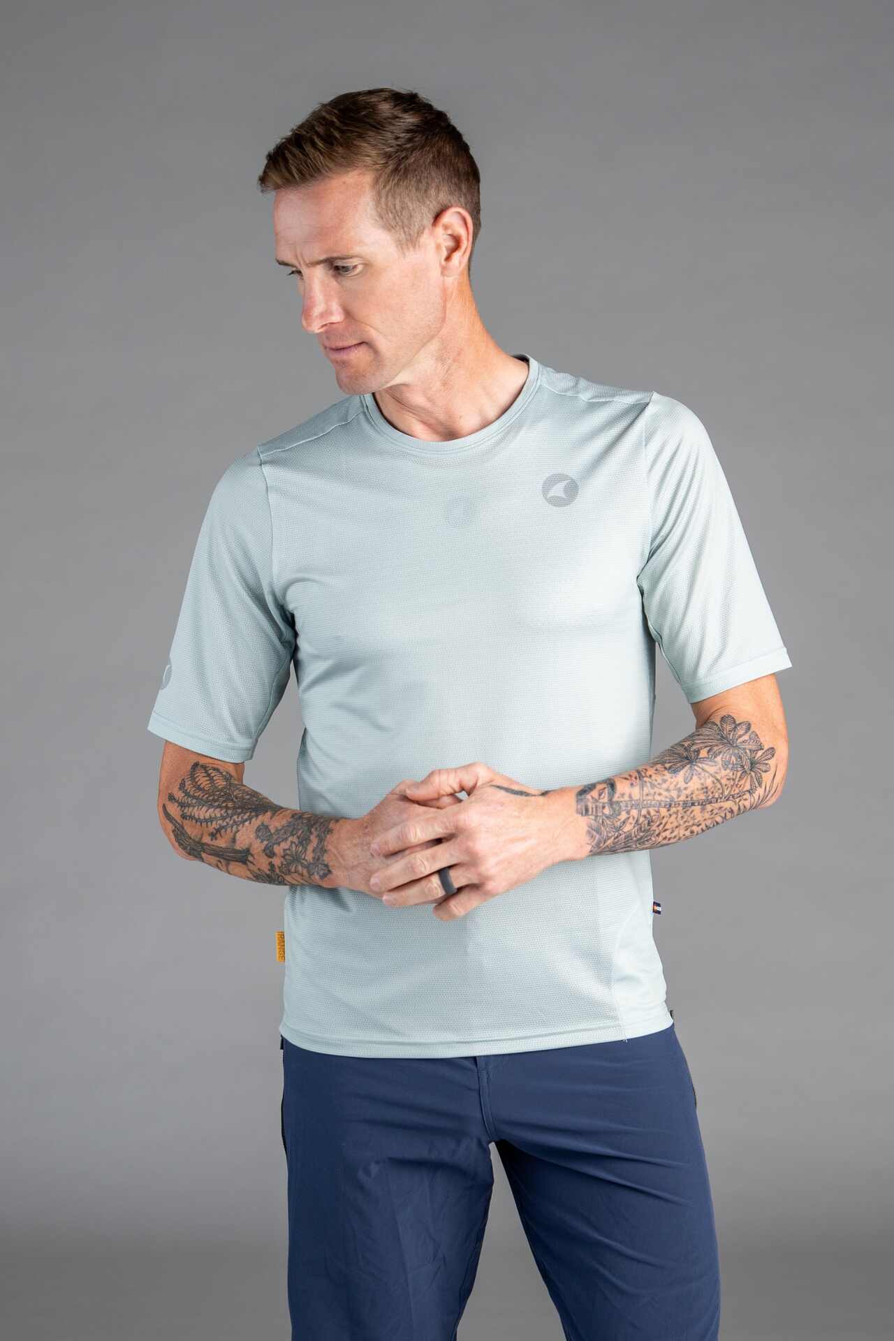 Men's Light Sage Green Mountain Bike Tee - Front View